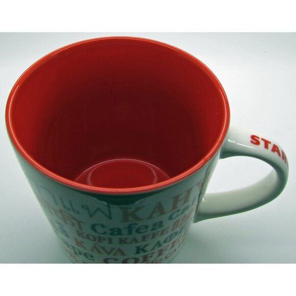 Starbucks International Languages Coffee Kaffe Koffie Mug 16oz 2008 Orange White - Picture 4 of 5